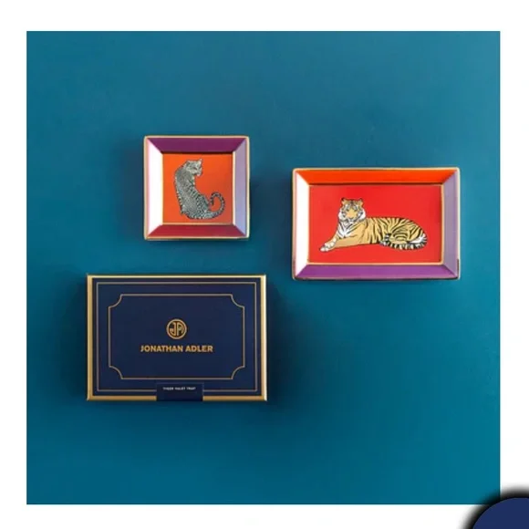 Jonathan Adler Safari Trinket Square Tray CHEETAH LEOPARD w/original box - Picture 3 of 5